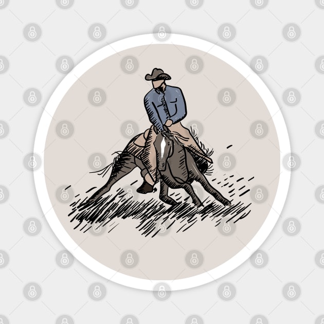 Western Horse Riding Cutting Horse for Cattle Cowboys Magnet by YourGoods